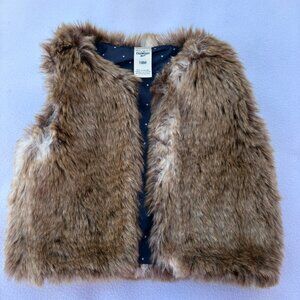 Oshkosh B'Gosh Faux Fur Brown Vest 18 Months - Lined with Buttons - Super Soft